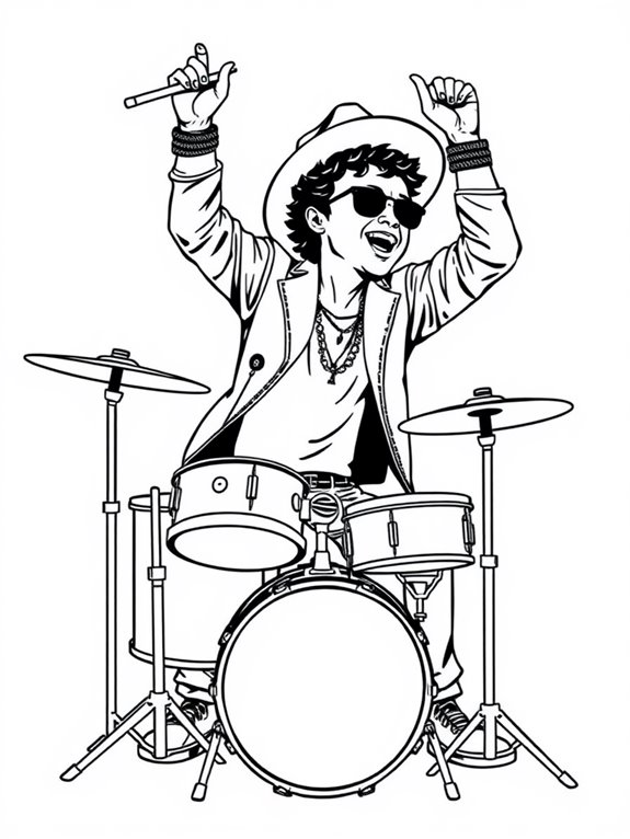 bruno mars drum coloring page