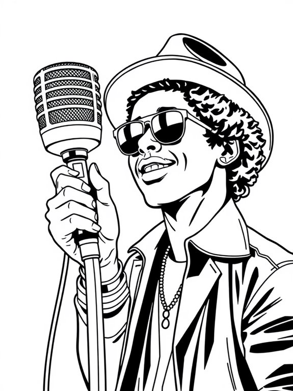 bruno mars microphone coloring page