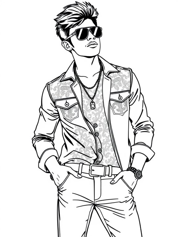 bruno mars stylish attire illustration