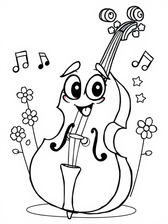 cartoon cello coloring activity