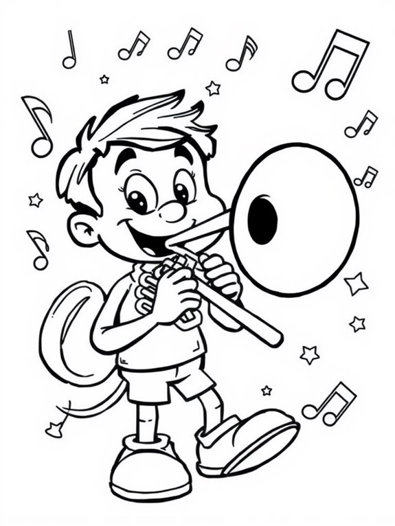 cartoon trombone coloring page