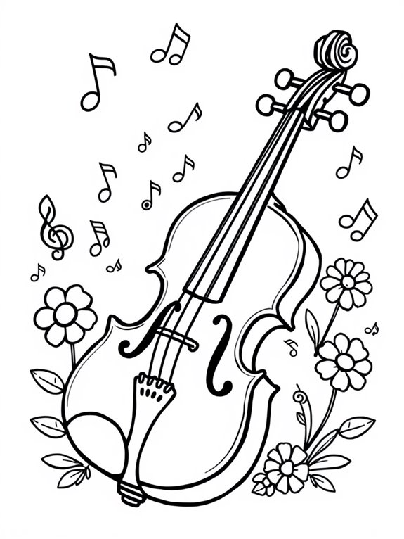 cartoon violin coloring page