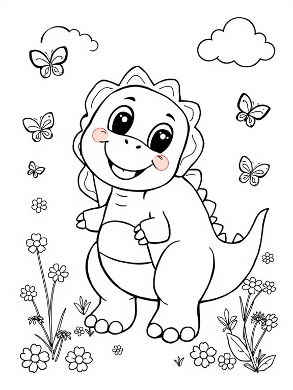 cheerful dinosaur coloring fun