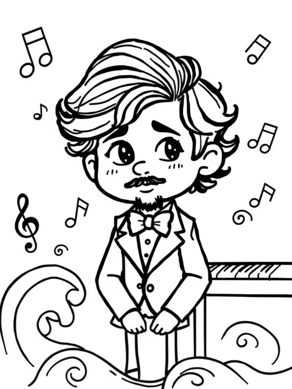 claude debussy coloring page