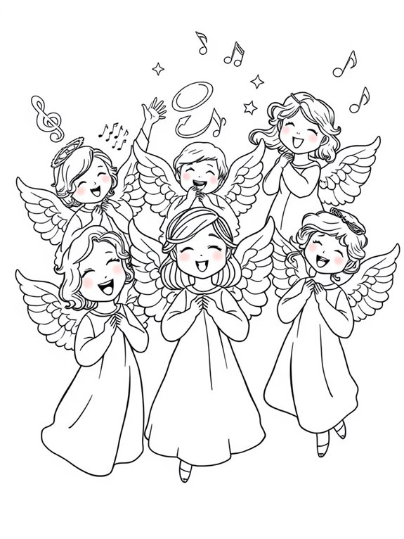 colorful angelic choir scene