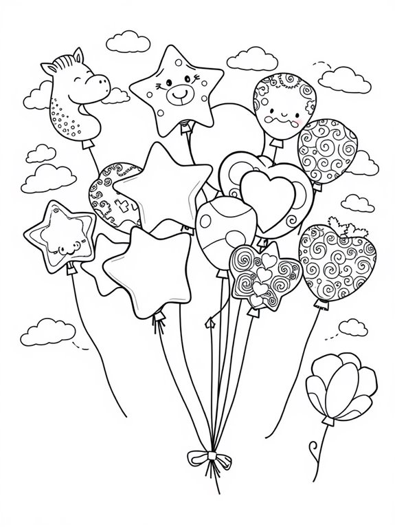 colorful balloons coloring page