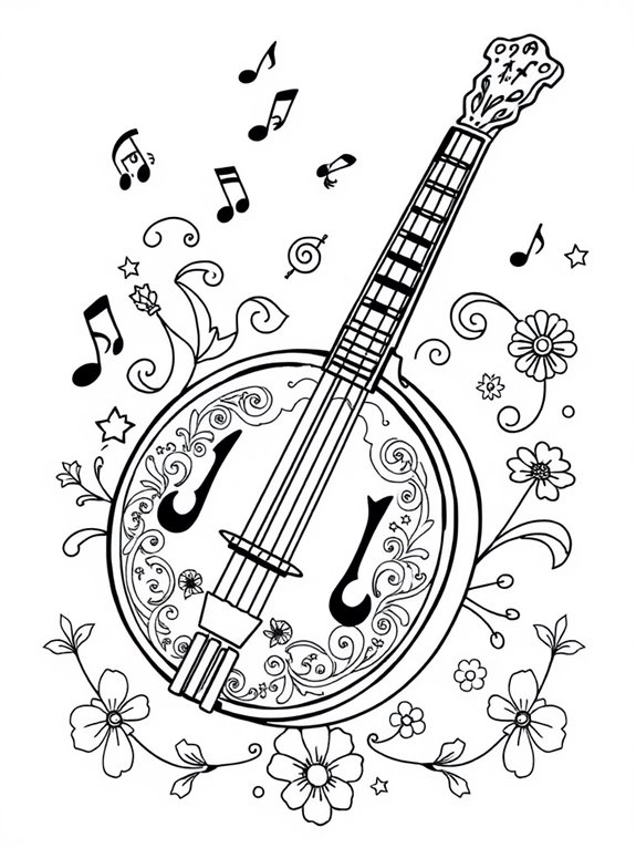 colorful banjo art design