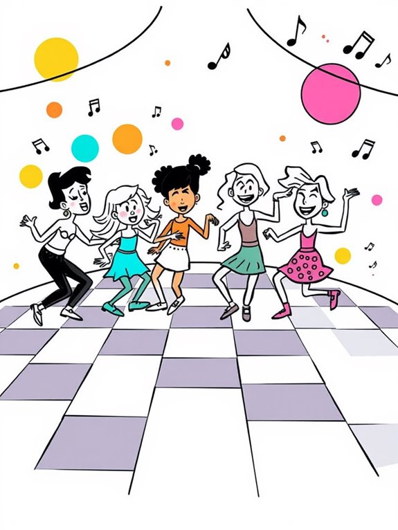 colorful cartoon dance scene