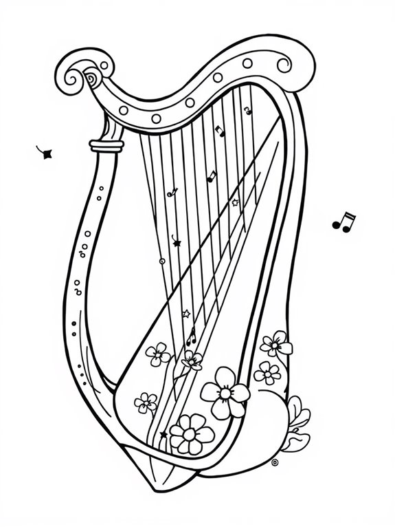 colorful cartoon harp illustration