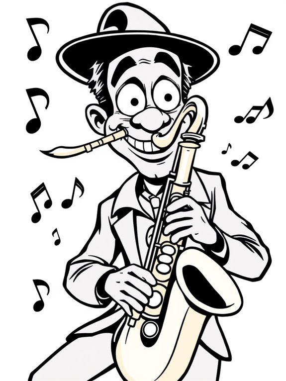 colorful cartoon jazz musician