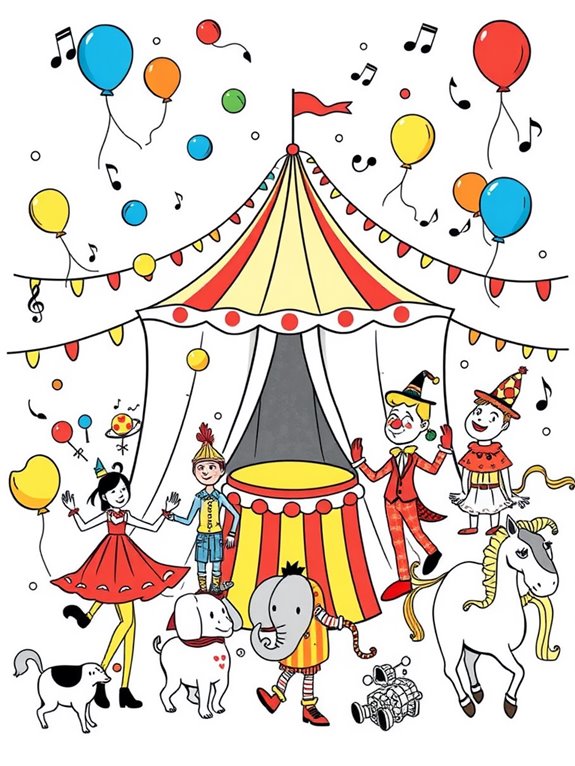 colorful circus scene illustration