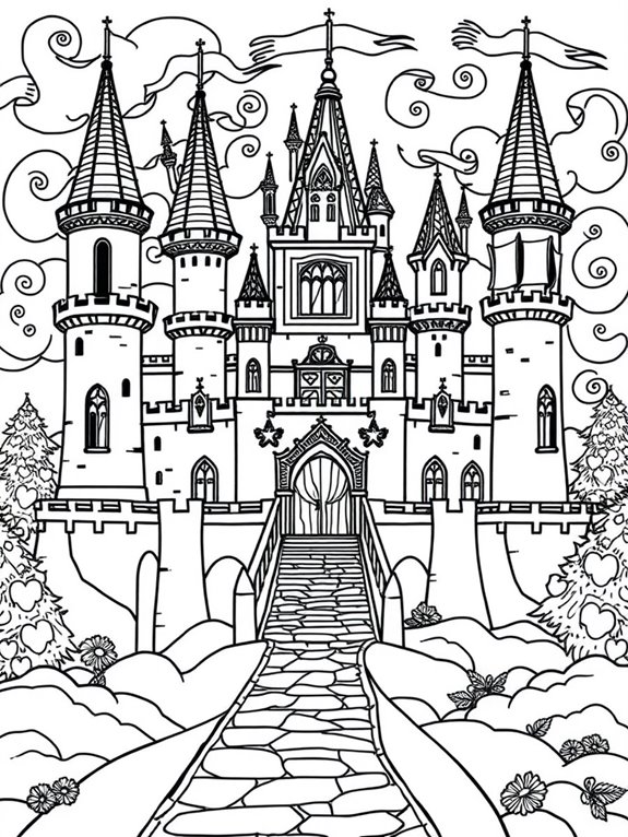 colorful fantasy castle illustration