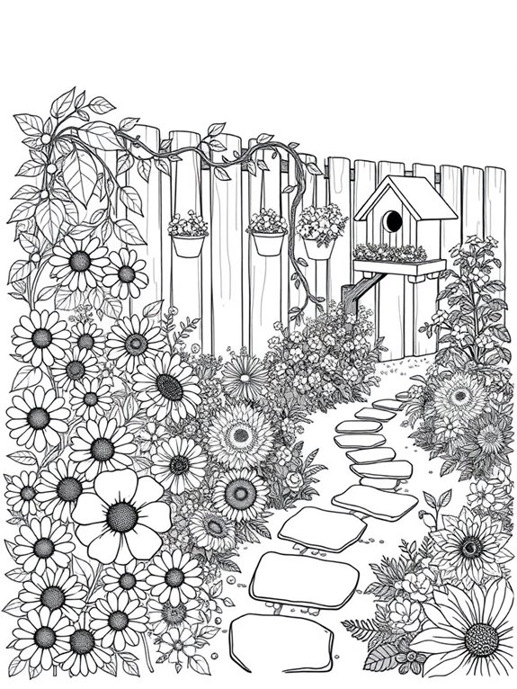 colorful garden scene illustration