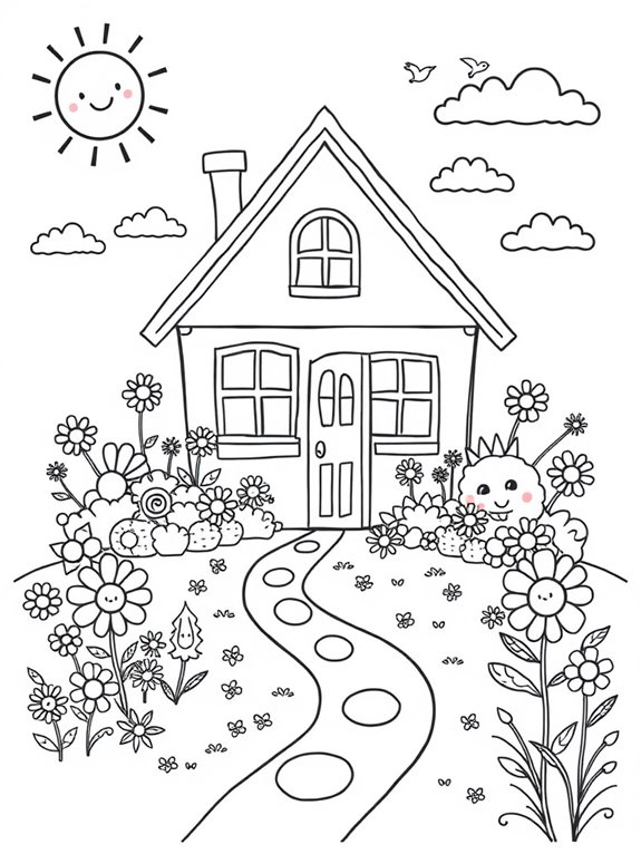 colorful house coloring activity