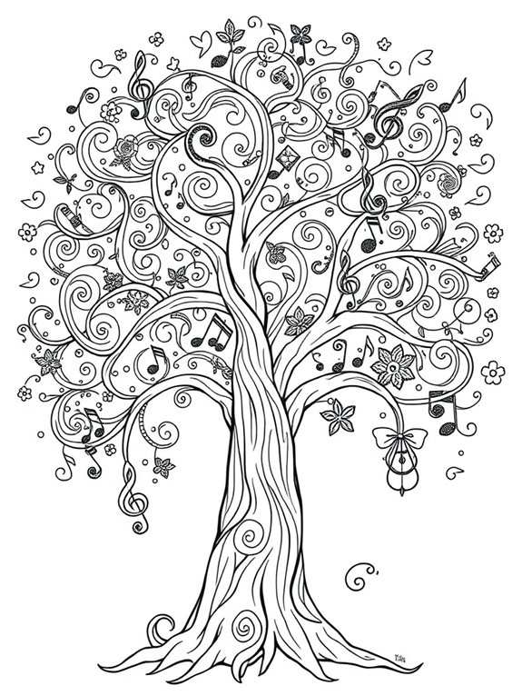 colorful musical tree design