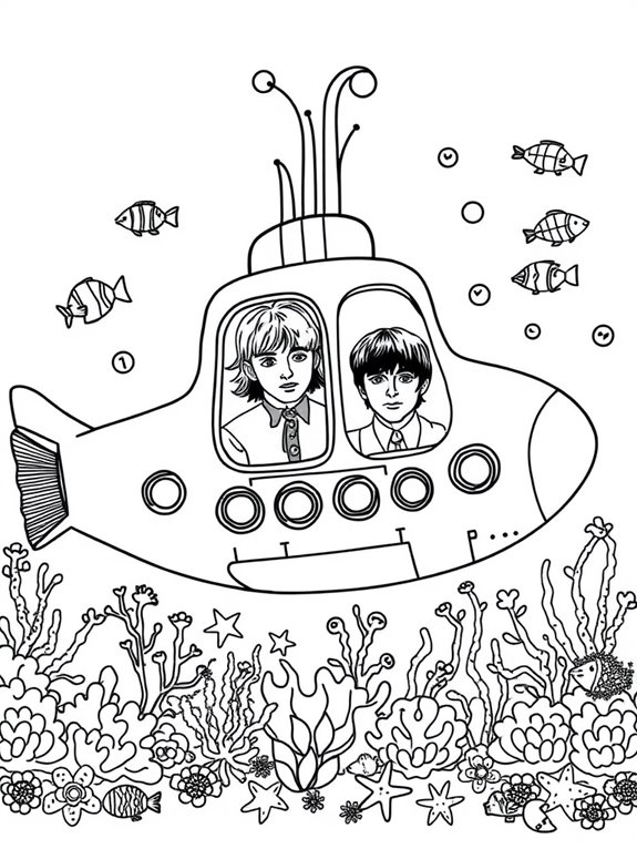 colorful submarine with beatles