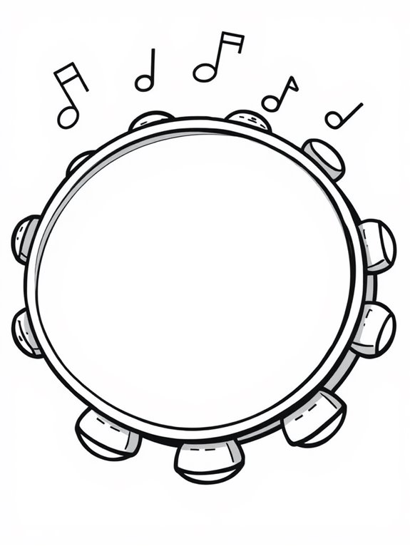 colorful tambourine coloring page