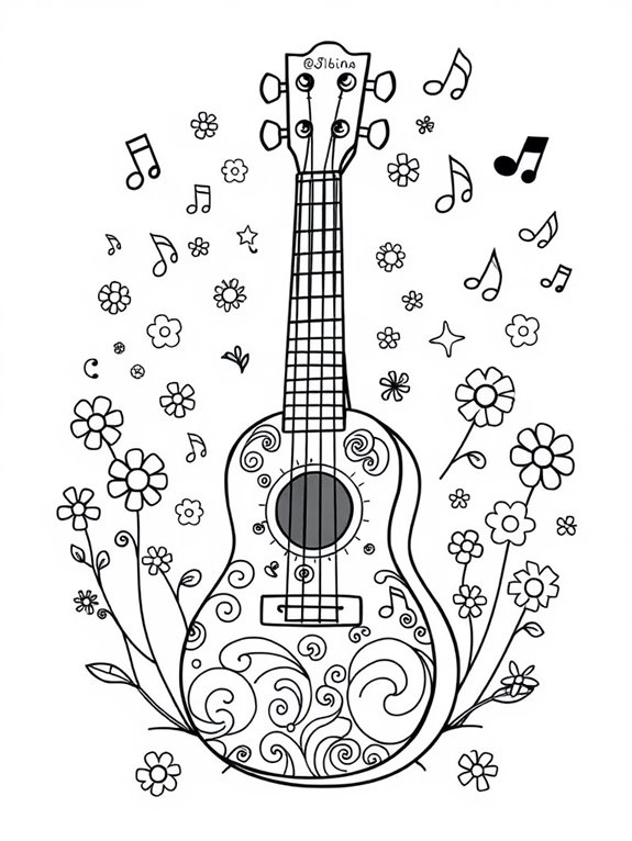 colorful ukulele art design