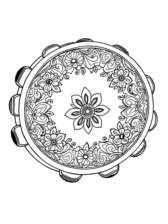 coloring page for tambourine