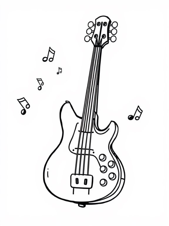 coloring page of bass guitar