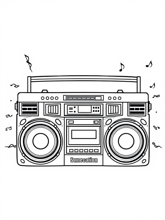 coloring page of boombox