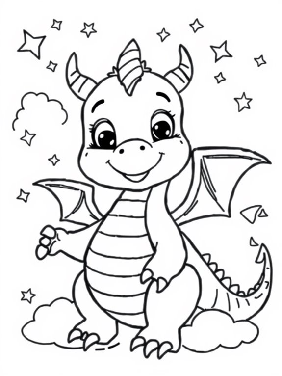 coloring page of dragon