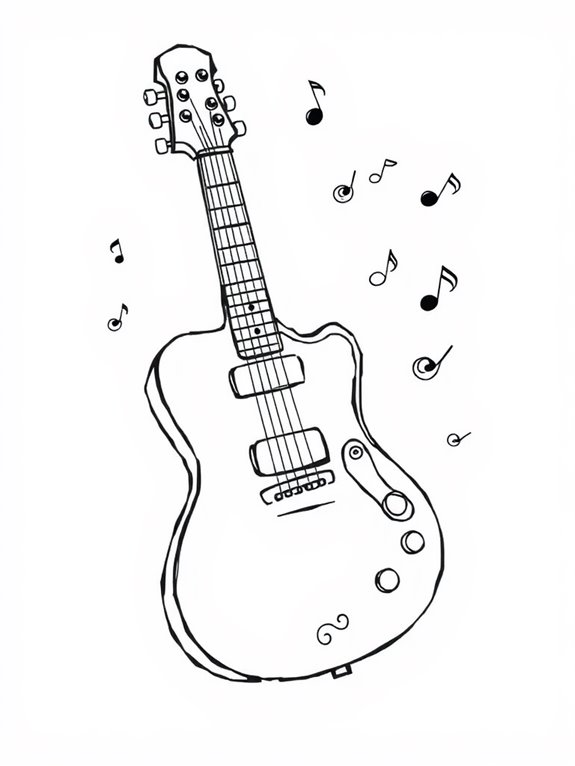 coloring page of guitar