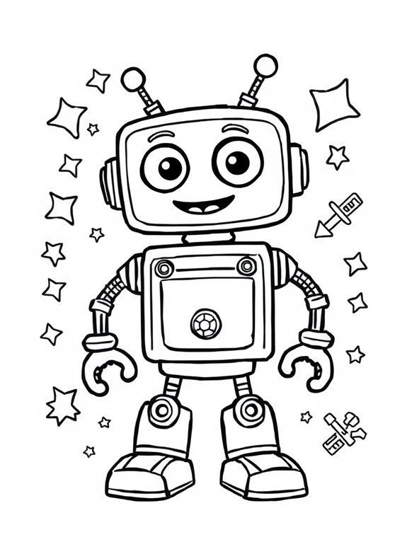 coloring page of robot