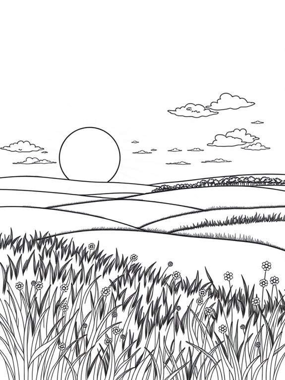 coloring page of sunset