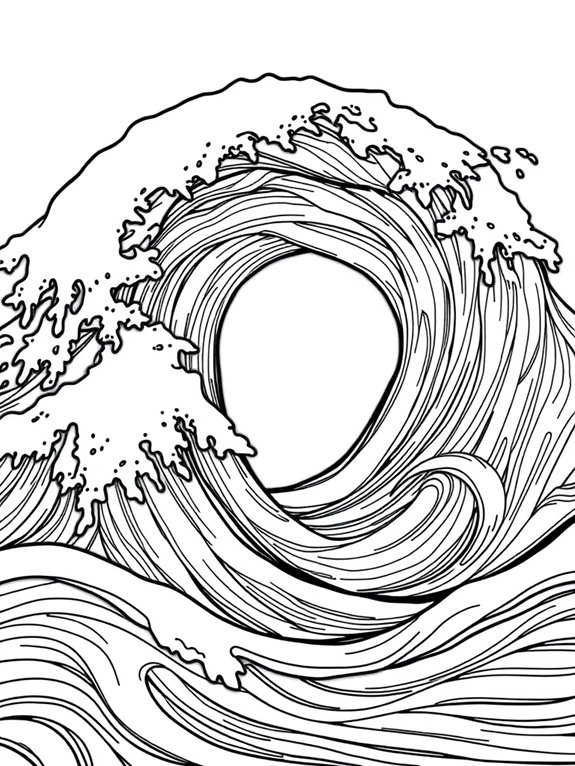 coloring page of waves