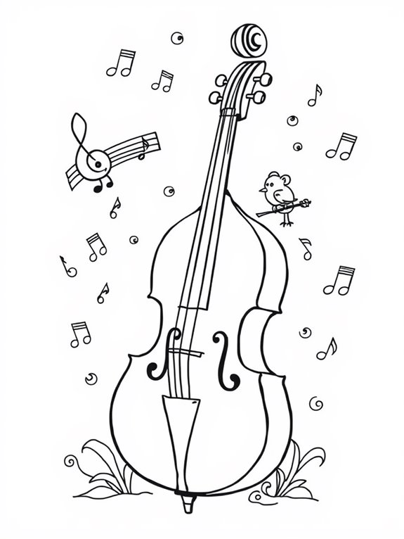 coloring page with cello