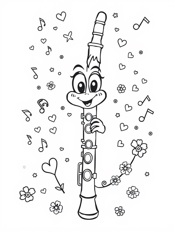 coloring page with clarinet