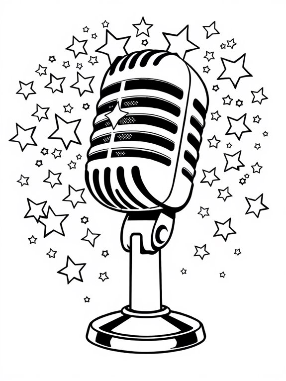 coloring page with microphone