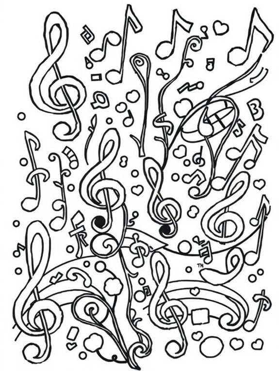 coloring page with music