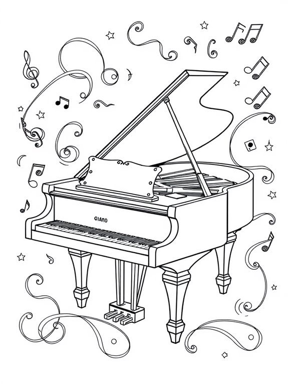 coloring page with music