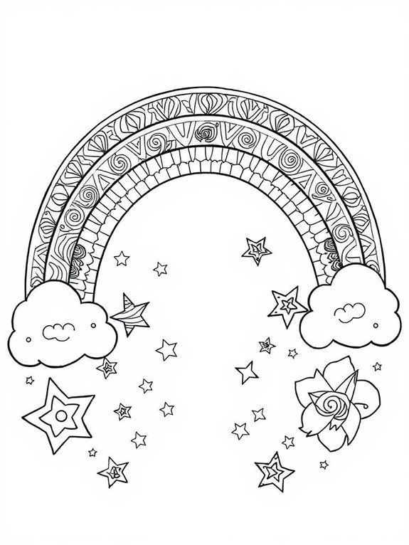 coloring page with rainbow