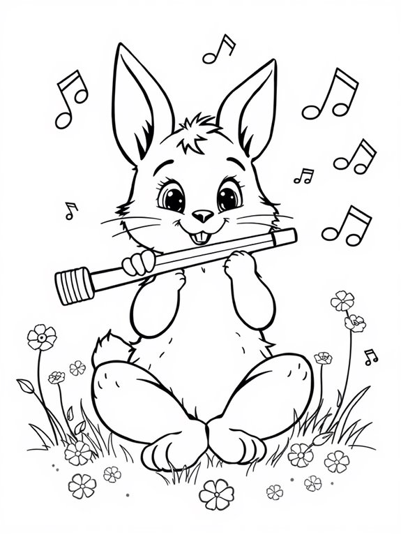 cute animal playing flute