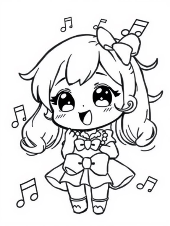 cute chibi girl singing