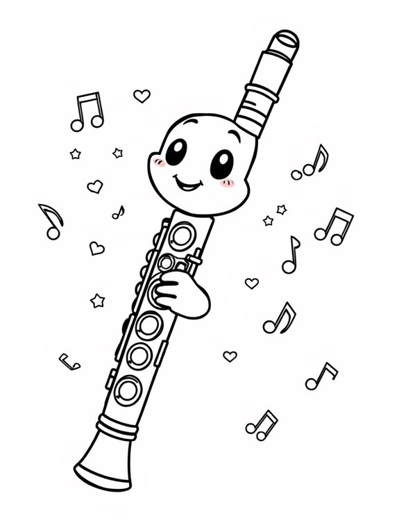 cute clarinet coloring page