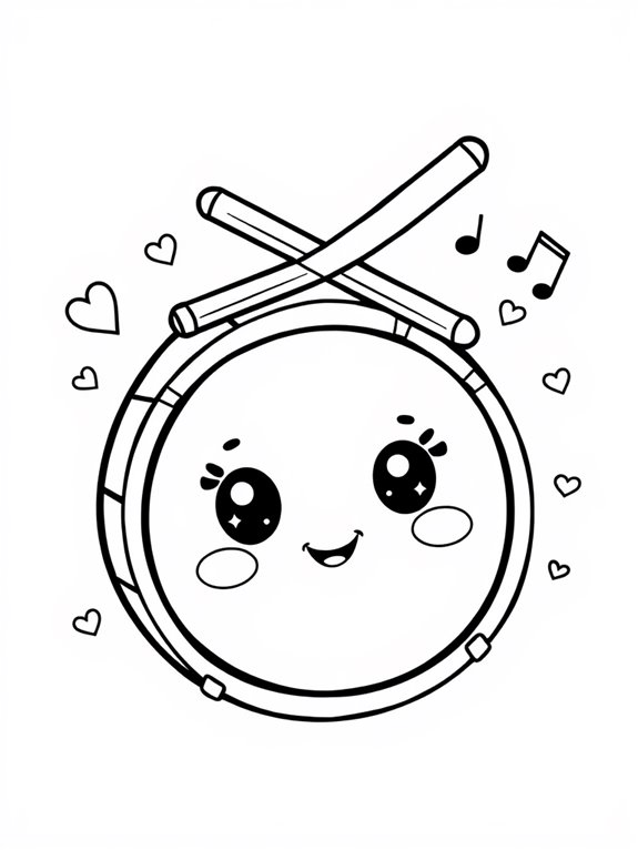 cute drum coloring page