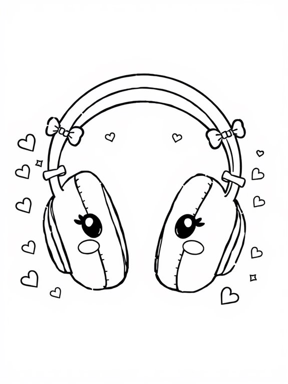 cute headphones coloring page