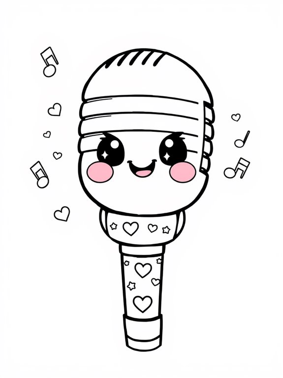 cute microphone coloring page