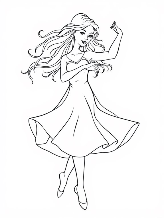 dancing girl line art