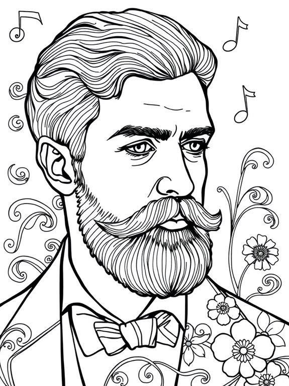 debussy inspired line art