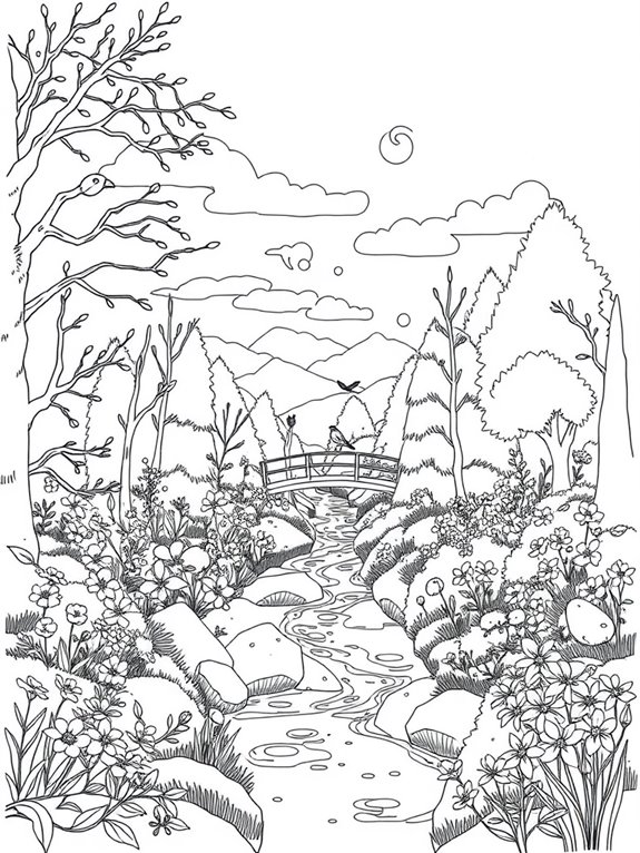 debussy inspired nature coloring page