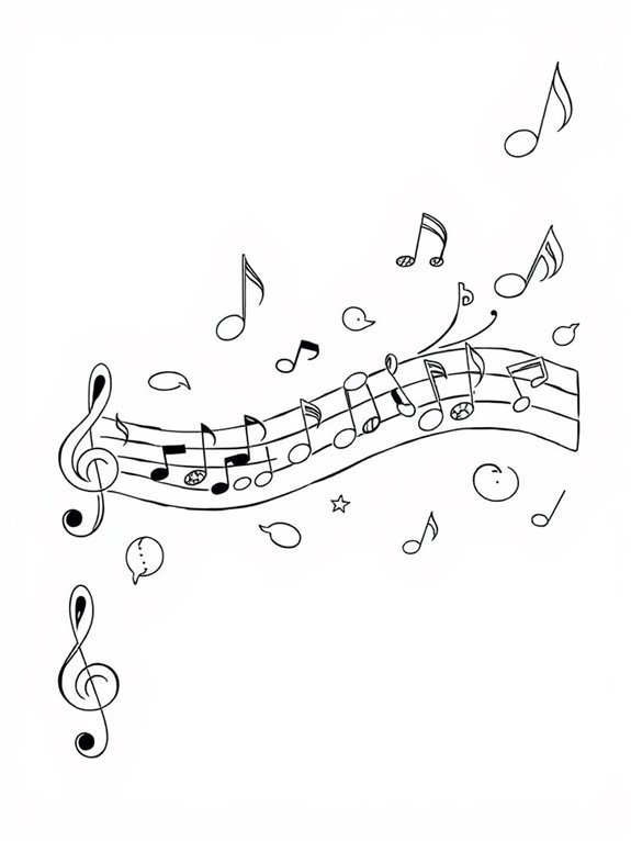 debussy musical notes coloring page