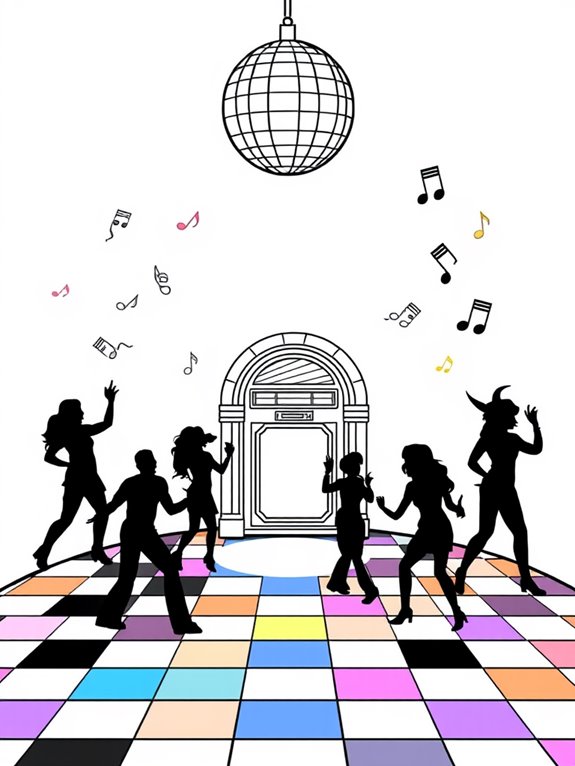 disco themed coloring page