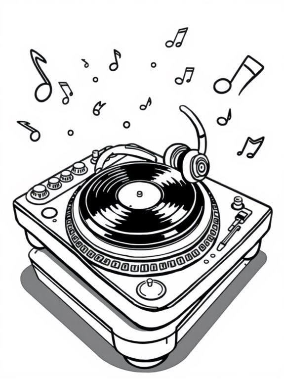 dj turntable coloring page