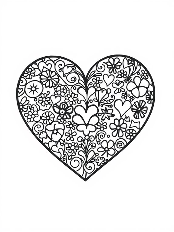 doodle heart coloring page