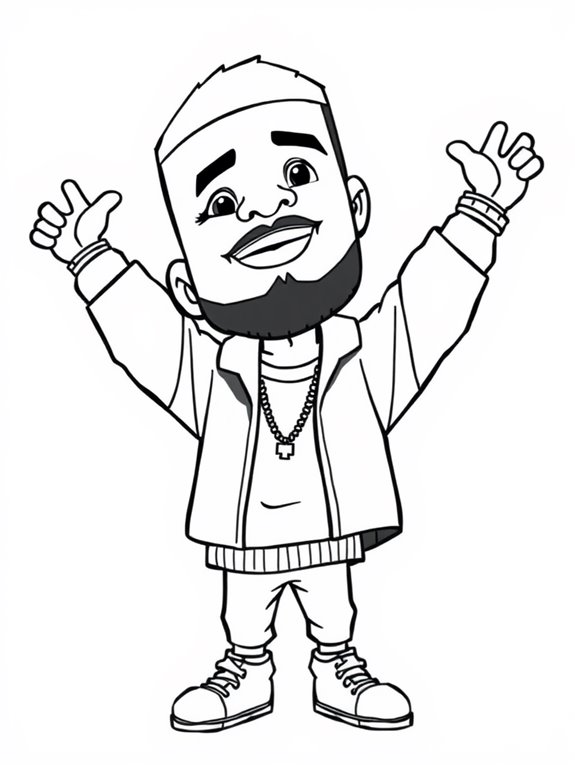 drake line art coloring page